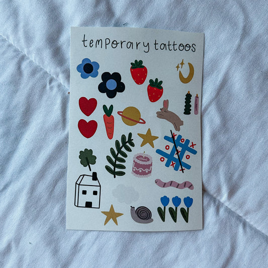 cute stuff temporary tattoo sheet