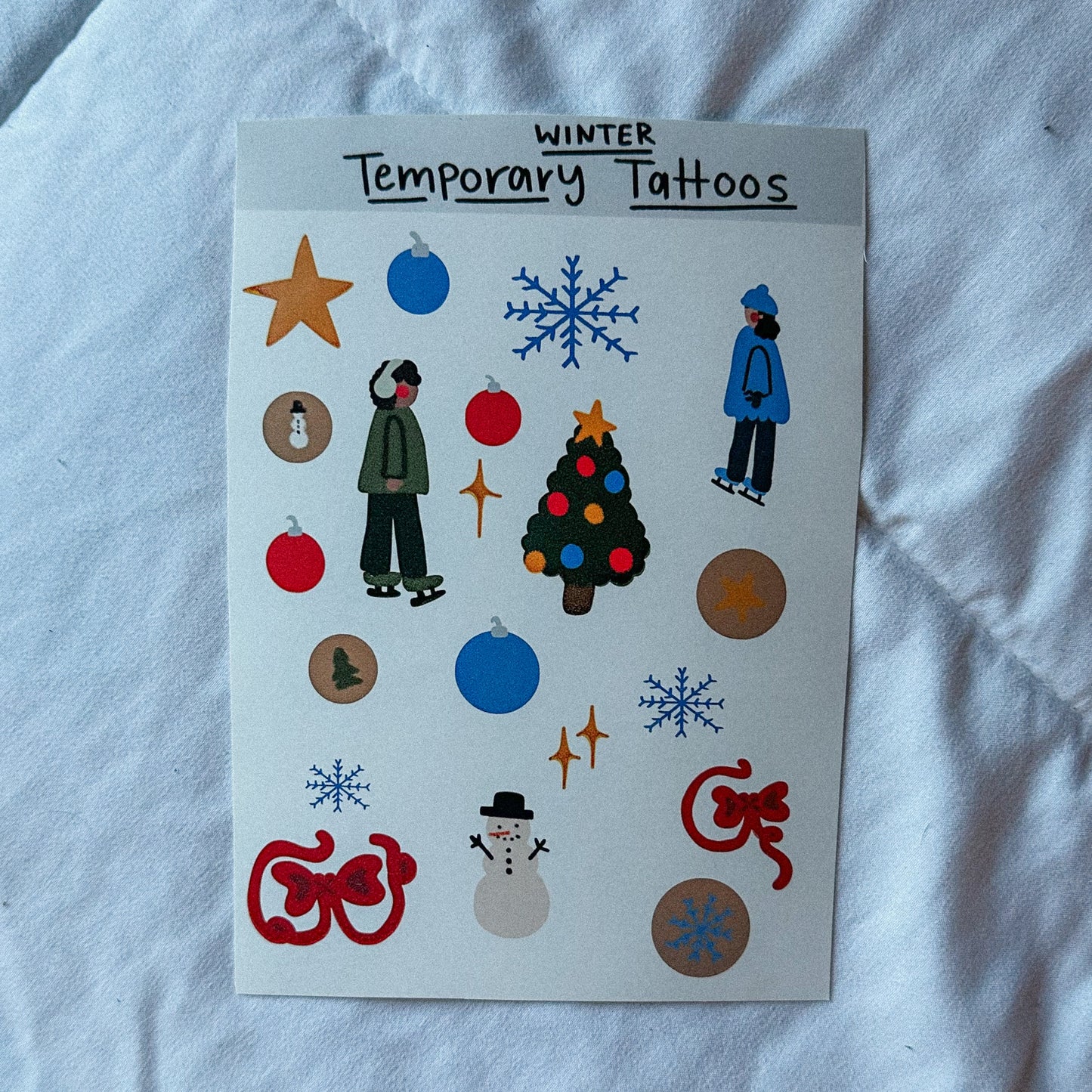 winter temporary tattoo sheet