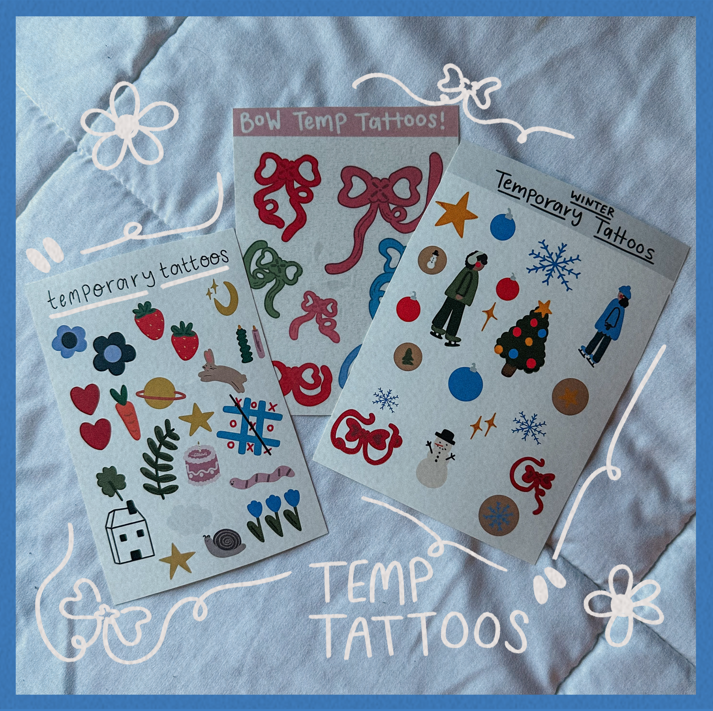 cute stuff temporary tattoo sheet