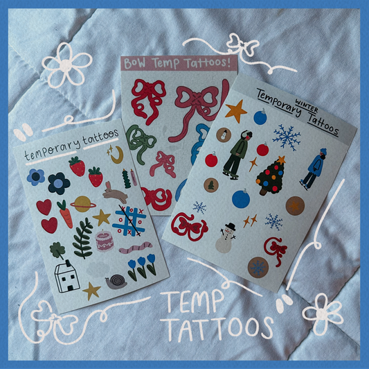 bows temporary tattoo sheet