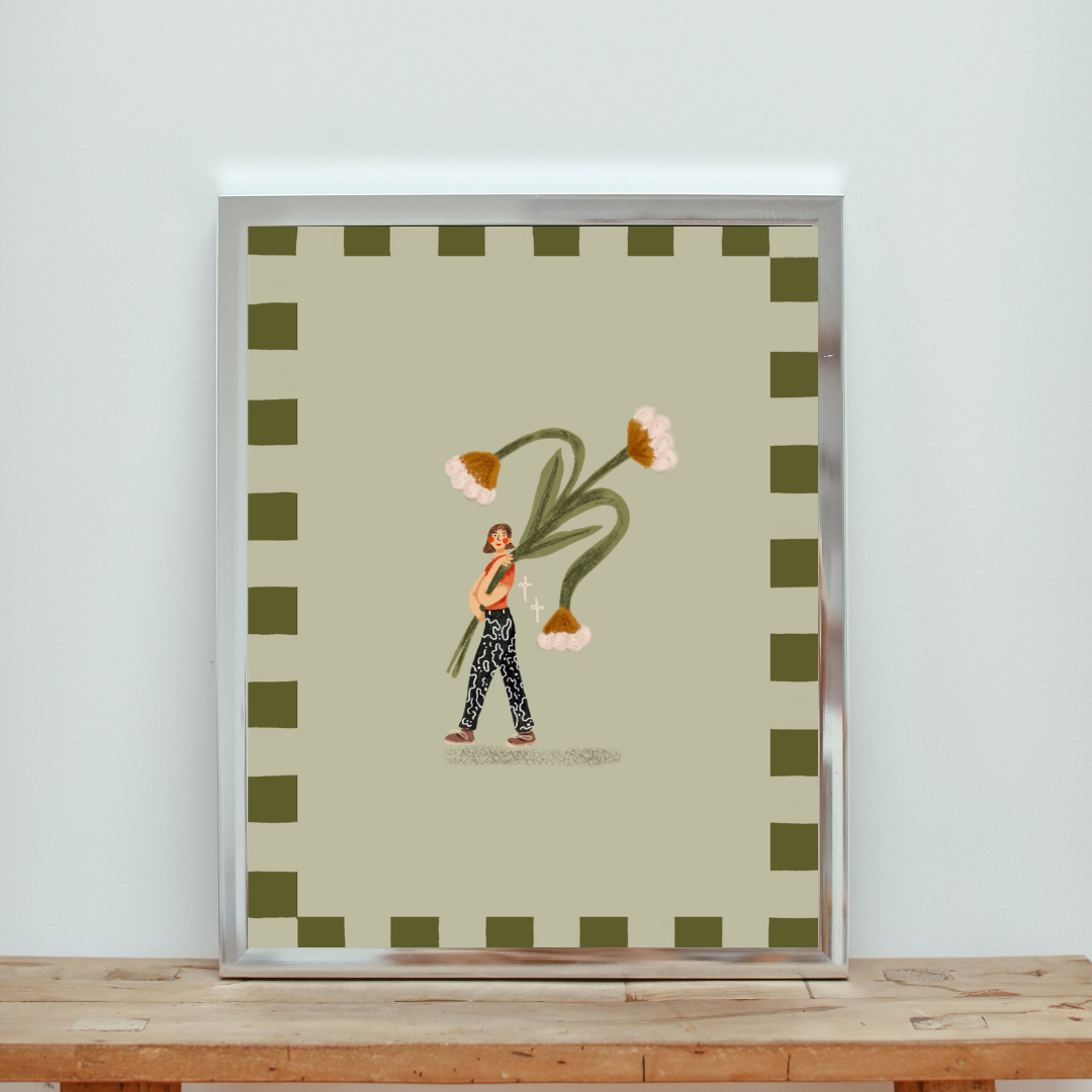 flower picking art print