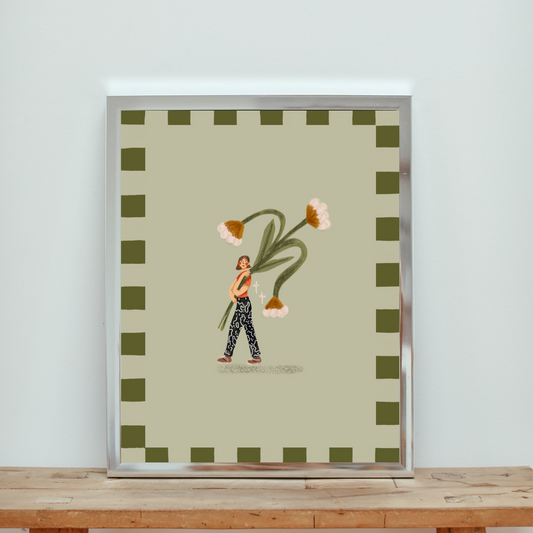 flower picking art print