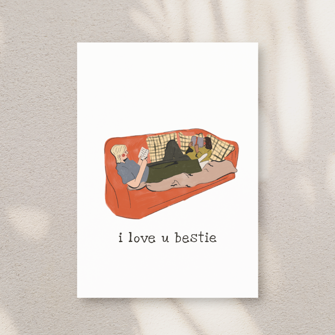 i love u bestie greeting card